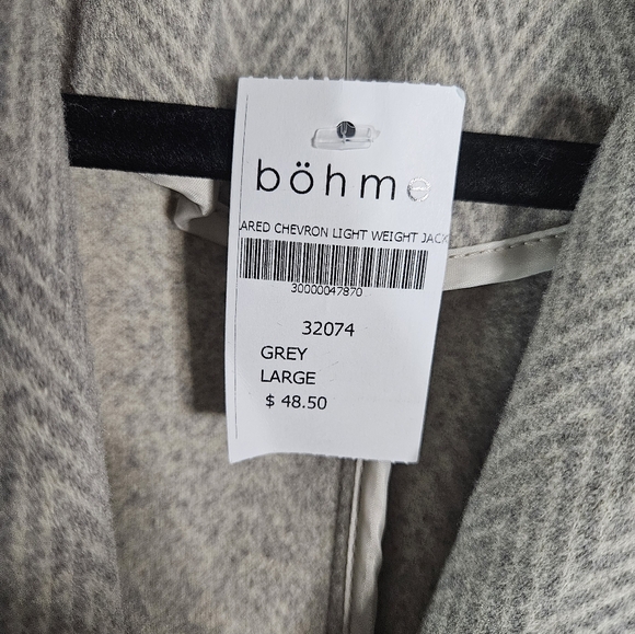 NWT Staccato Womens Large Pea Coat Trench Gray Herringbone Single Button Pockets - Picture 4 of 10